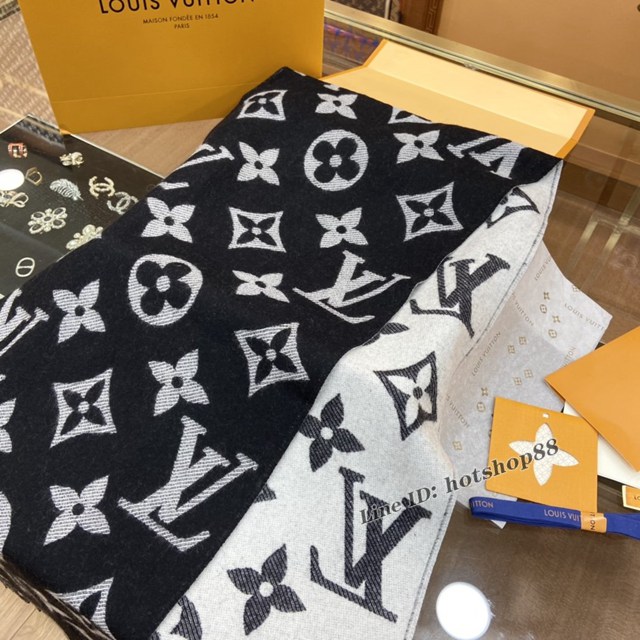 LV專櫃新品路易威登全幅經典Monogram圖案100%羊毛流蘇長巾女士圍巾披肩 mmyj1249